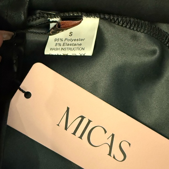 NWT MICAS Faux Leather Asymmetrical Twist Knot Zipper Mini Dress - Picture 11 of 16